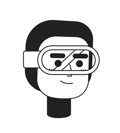 Confident smiling male scuba diver with head gear  Illustration