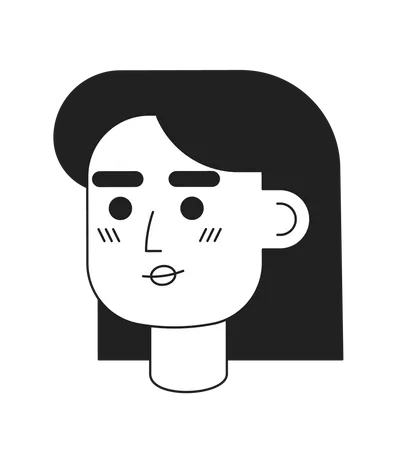 Confident Smiling Woman Monochromatic Flat Vector Character Head Black And White Avatar Icon Editable Cartoon User Portrait Simple Lineart Ink Spot Illustration For Web Graphic Design And Animation Illustration