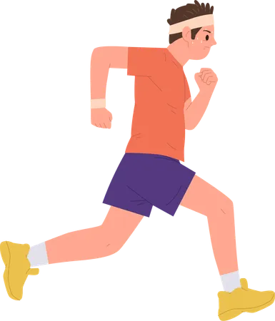 Confident sportsman jogging for body building  Illustration