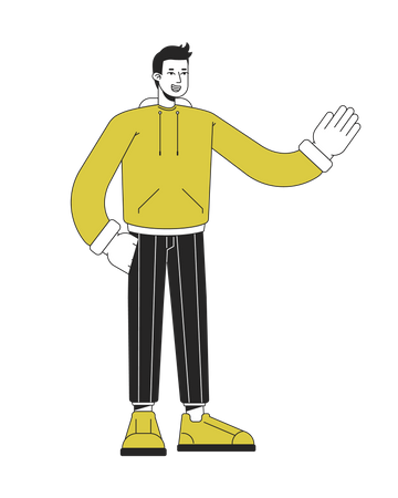 Confident stylish man waving hand  Illustration