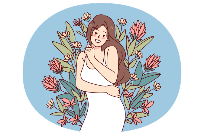 自信に満ちたポーズをとる女性  イラスト