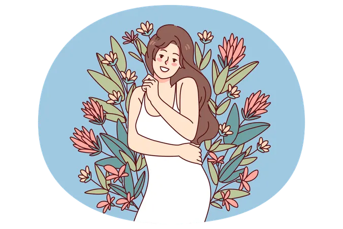 自信に満ちたポーズをとる女性  イラスト