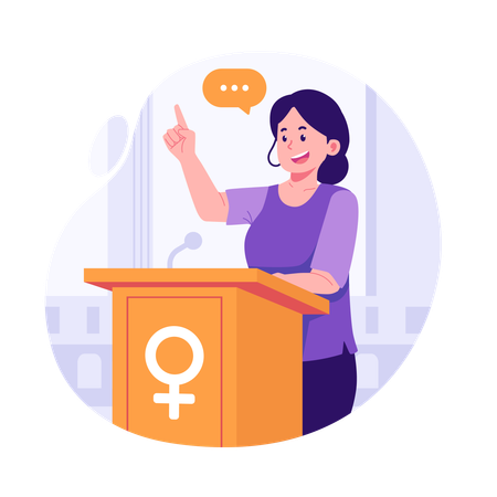 Confident woman giving a speech Illustration