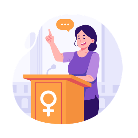 Confident woman giving a speech  Illustration