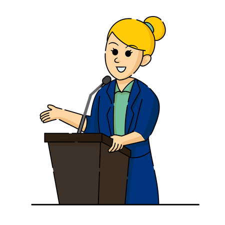 Confident woman giving speech  Illustration