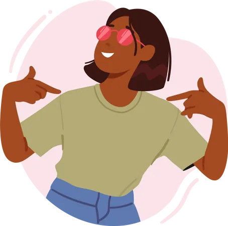 Confident Woman Pointing At Herself With Positive Expression Illustration