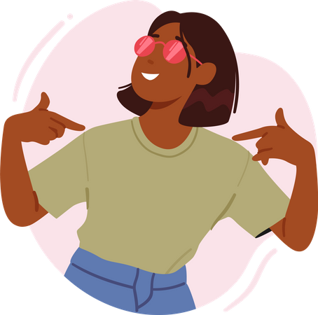 Confident Woman Pointing At Herself With Positive Expression  Illustration