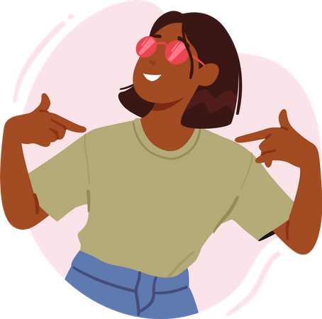 Confident Woman Pointing At Herself With Positive Expression Symbolizing Self-love Illustration
