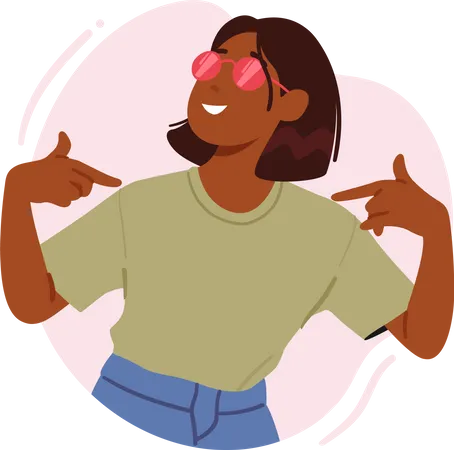 Confident Woman Pointing At Herself With Positive Expression Symbolizing Self-love  Illustration