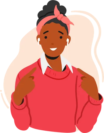 Confident Woman Pointing To Herself  Illustration