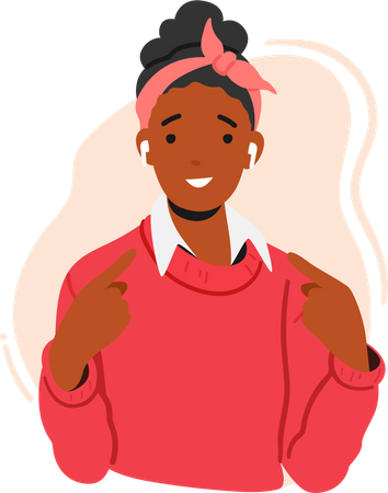 Confident Woman Pointing To Herself With Positive Expression On Face Illustration