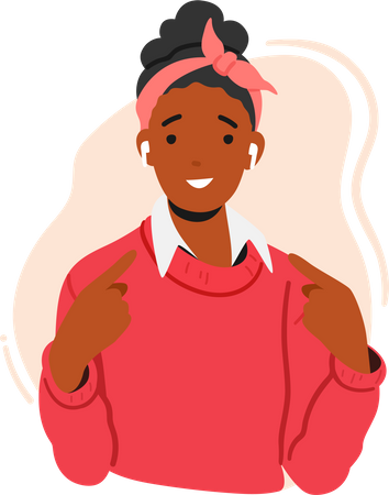 Confident Woman Pointing To Herself With Positive Expression On Face  Illustration