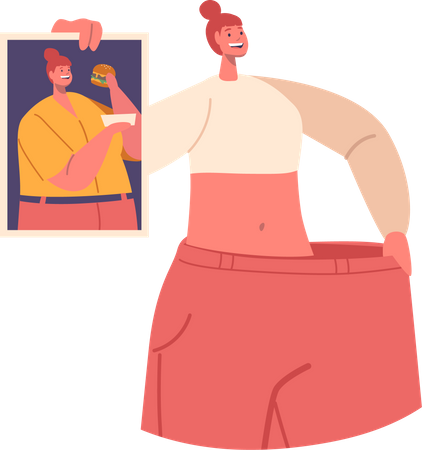 Confident Woman Proudly Wearing Oversized Pants  Illustration