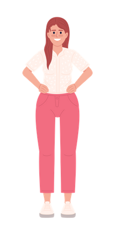 Confident woman putting hands on hips  Illustration