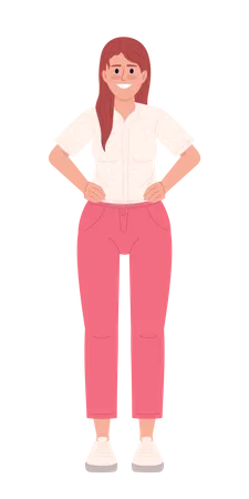 Confident woman putting hands on hips  Illustration