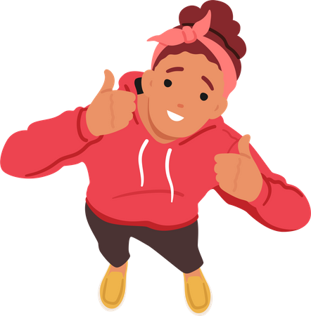 Confident Woman showing Thumbs Up Gesture  Illustration