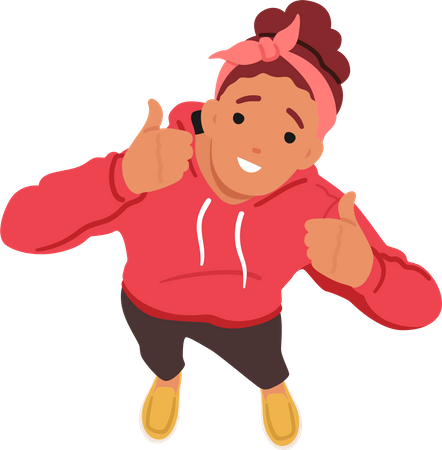 Confident Woman showing Thumbs Up Gesture  일러스트레이션