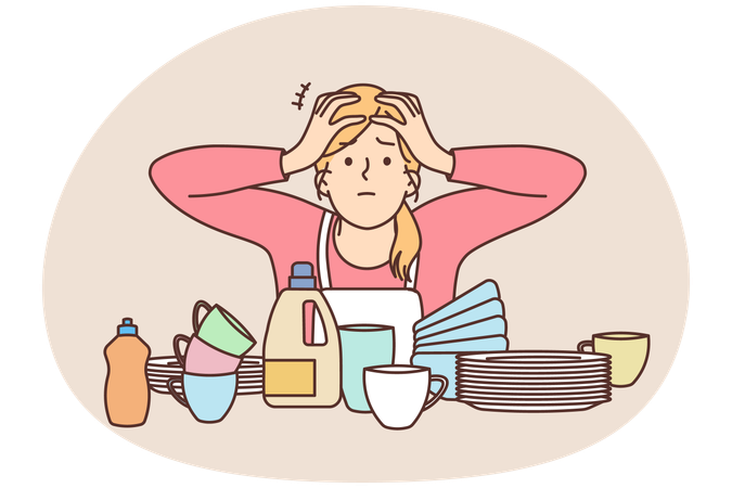 Confident woman with splash in head  Illustration
