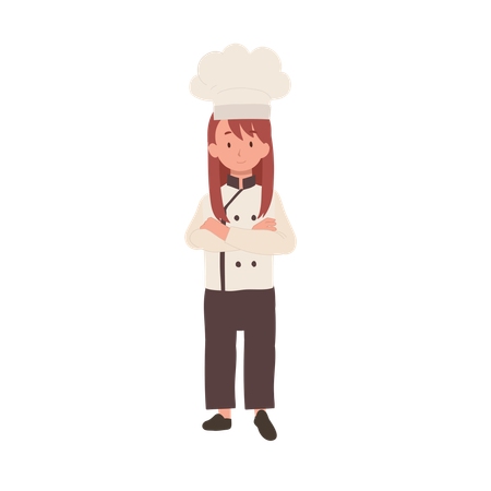 Confident Young Kid Chef with Crossed Arms  Illustration