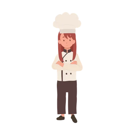 Confident Young Kid Chef with Crossed Arms  Illustration