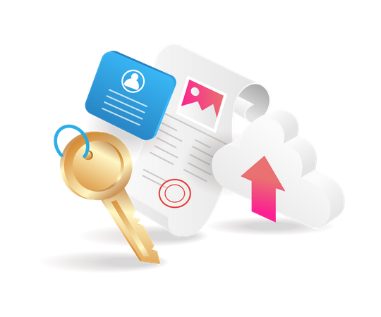 Confidential data in cloud  Illustration