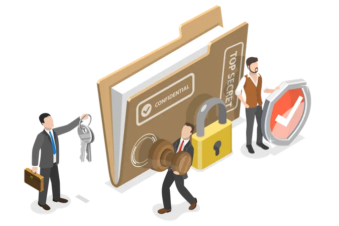3 D Isometric Flat Vector Conceptual Illustration Of Confidential File Personal Data Protection Illustration