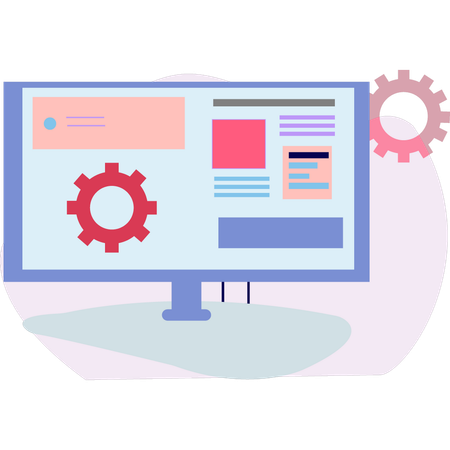 La configuración se muestra en el monitor.  Ilustración