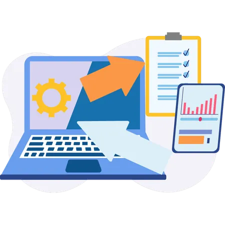 La configuración se muestra en la computadora portátil  Illustration