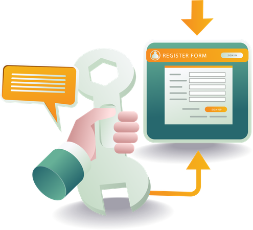 Configurando formulário de registro on-line  Ilustração