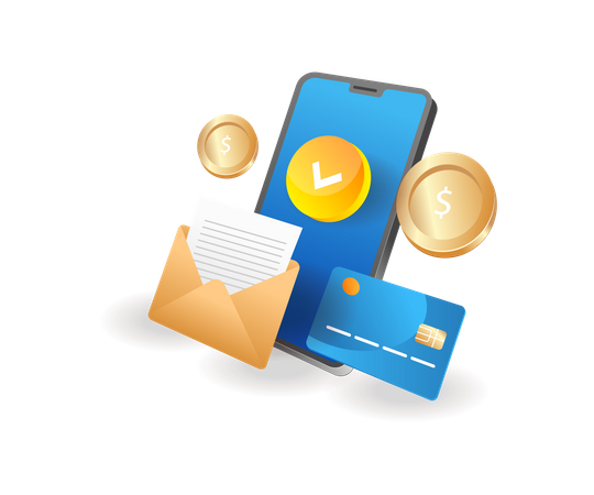 Confirm online payment by email  Illustration