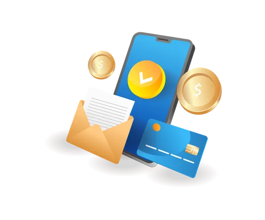 Confirm online payment by email  Illustration
