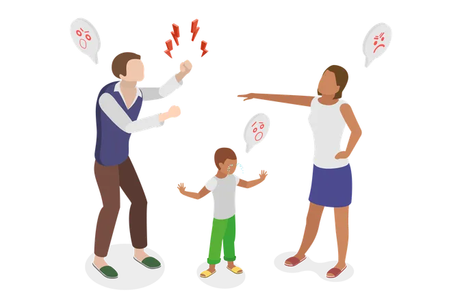 Conflict And Fight In Family  Illustration