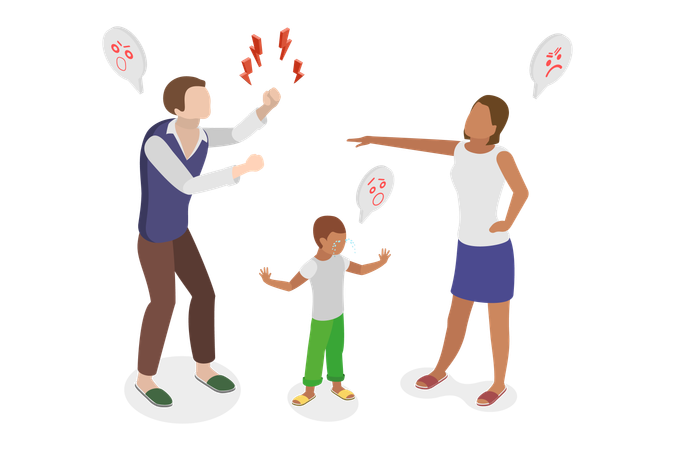 Conflict And Fight In Family  Illustration