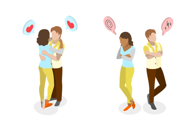 Conflicto de pareja y amor  Ilustración