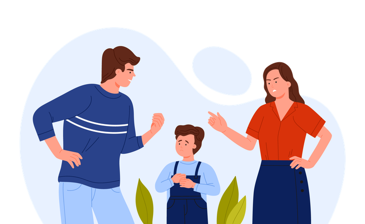Conflictos familiares que afectan las emociones del niño  Ilustración