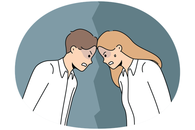 Confrontation entre un homme et une femme furieux sur leur lieu de travail  Illustration