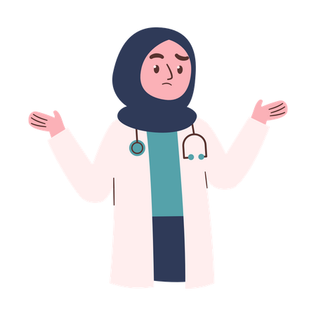 Femme médecin musulmane confuse  Illustration