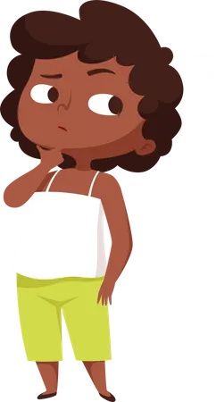 Confused African Girl Illustration