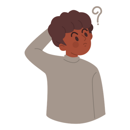 Confused boy thinking something  Illustration