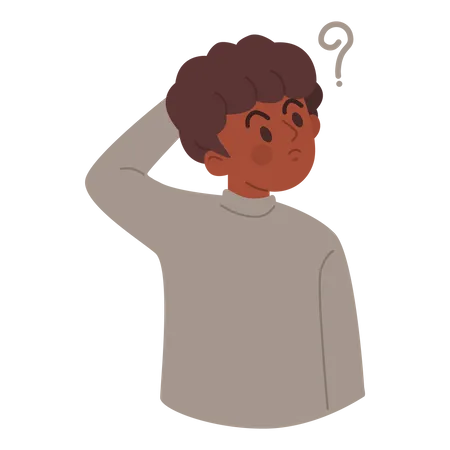 Confused boy thinking something  Illustration