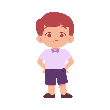 Confused Boy While Put Hands On Waist  Illustration