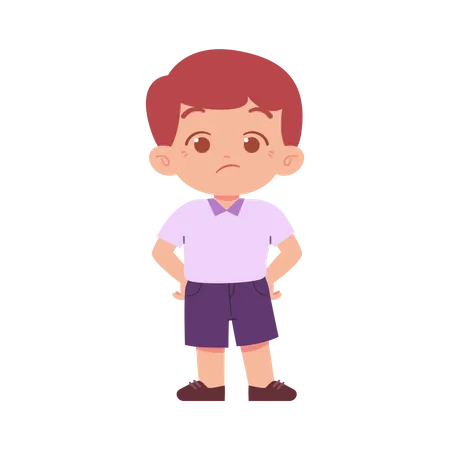 Confused Boy While Put Hands On Waist  Illustration