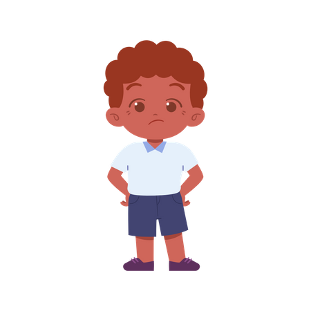 Confused Boy While Put Hands On Waist  Illustration