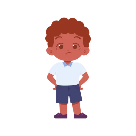 Confused Boy While Put Hands On Waist  Illustration