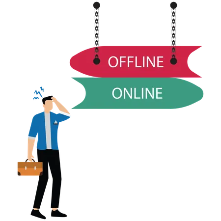 Confused businesman to decide a business  Illustration