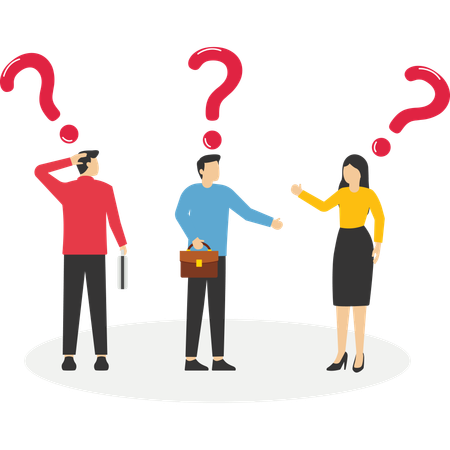 Confused business people asking question and answer  Illustration