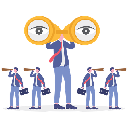 Confused businessman business vision  Illustration