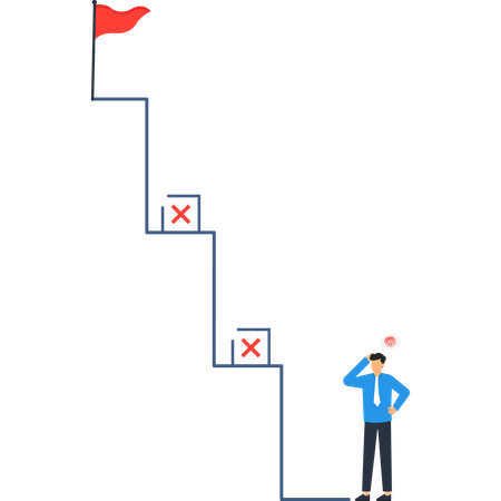 Confused Businessman Facing Obstacles  Illustration