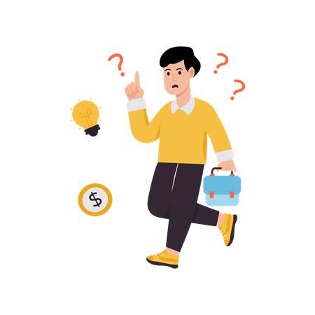 Confused Businessman finding way  Illustration