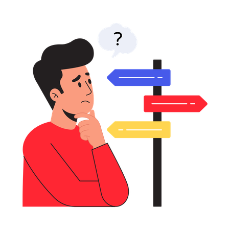 Confused Businessman making business Decision  Illustration